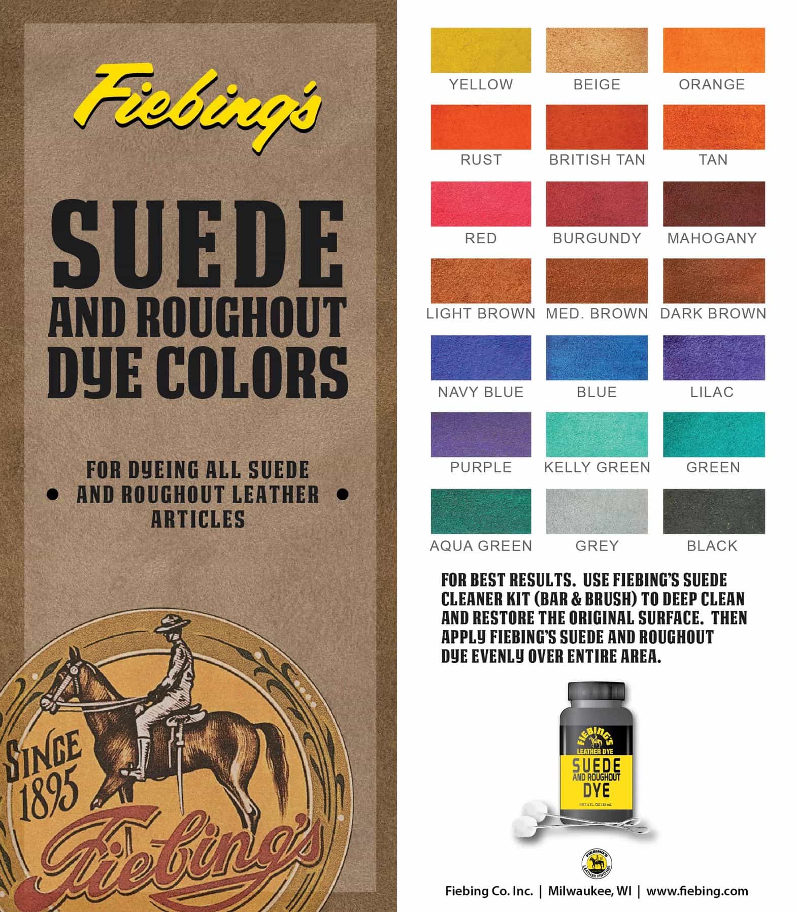 Fiebing's Suede Dye Colour Chart